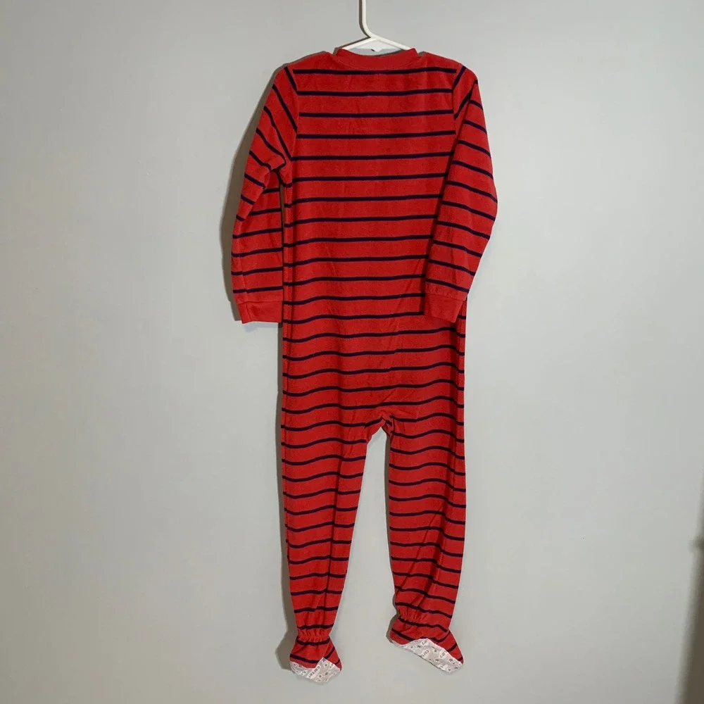 5/$25 Carters Red Navy Stripe Polar Bear Footed Pajamas Sleepers Kids‎ Size 5